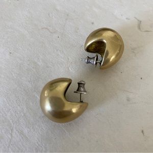 Brass + sterling silver dome earrings